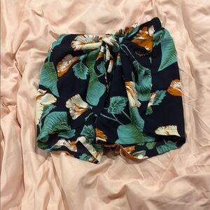 Floral Print Shorts with Tie Waist